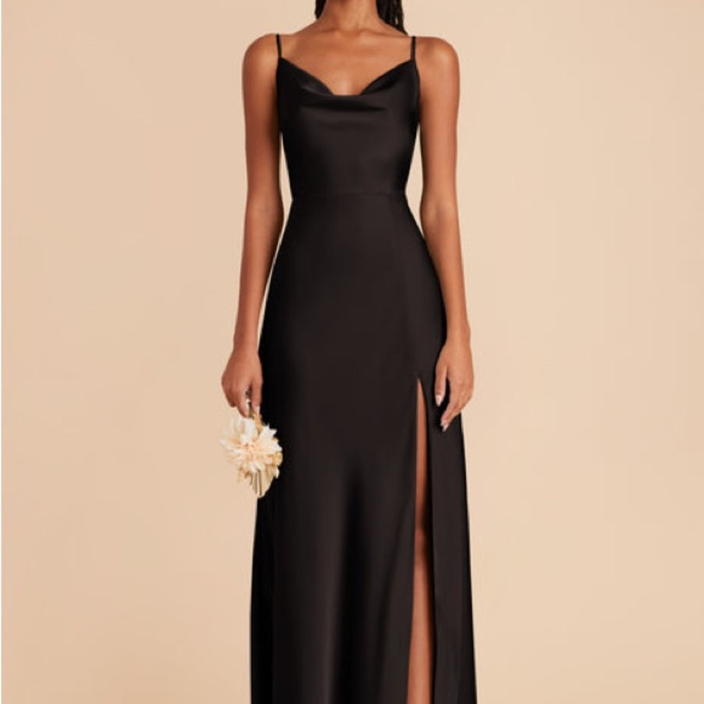 Lisa black matte satin dress